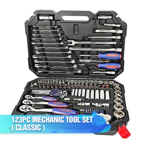 WORKPRO Tool Set Hand Tools for Car Repair Ratchet Spanner Wrench