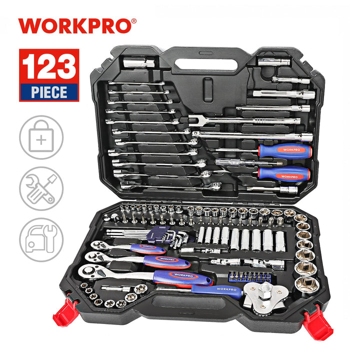 WORKPRO Tool Set Hand Tools for Car Repair Ratchet Spanner Wrench