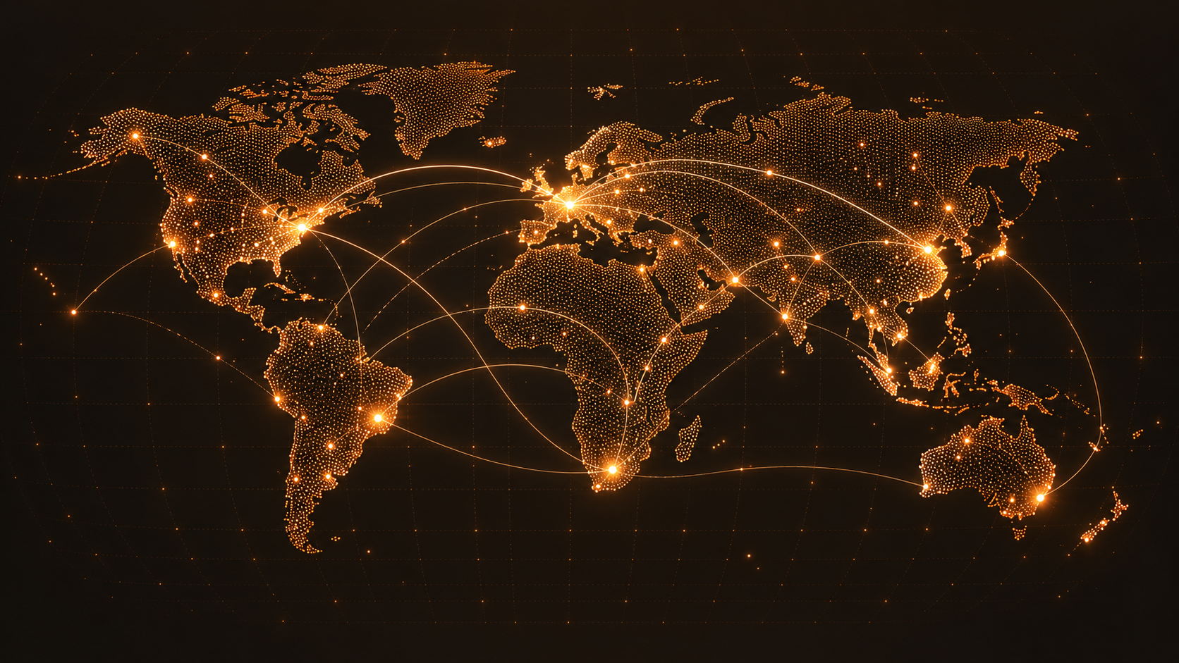 Illustrative world map with international shipping routes